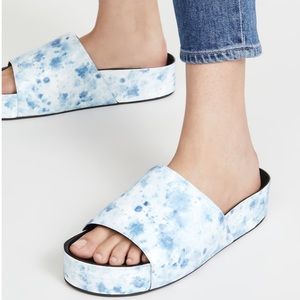 Simon Miller Tie Dye Blue Platform Slides 10 New